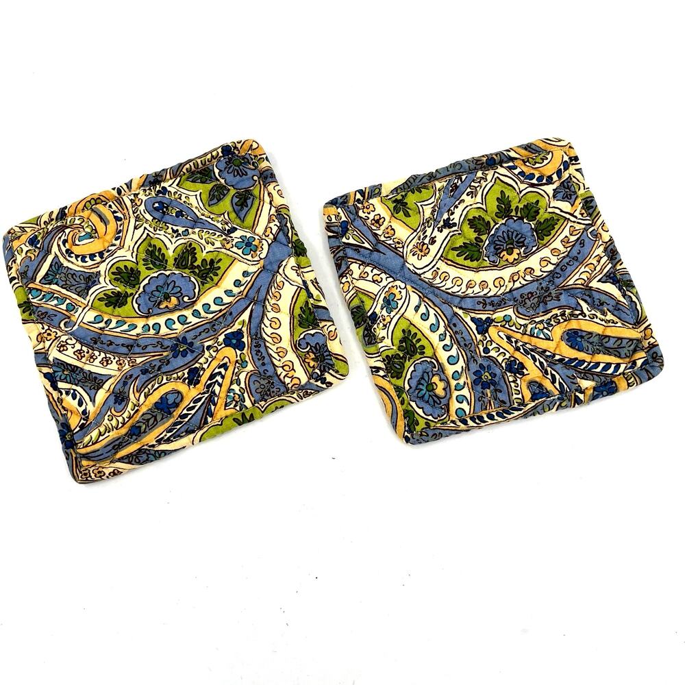 April Cornell quilted paisley floral potholder. Set of 2